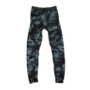 Tesla Leggings Mens Small Gray Camo Compression Base Layer Cool Dry Sports Pant